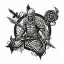 lone sad warrior rising tattoo design idea