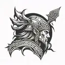 lone sad warrior rising tattoo design idea