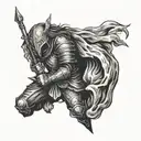 lone sad warrior rising tattoo design idea