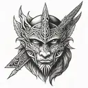 lone sad warrior rising tattoo design idea