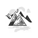A mountain range with a compass needle pointing towards it, symbolizing the client's love for exploring mountains and their reliance on a compass as a police officer. tattoo design idea