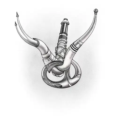 an Italian horn with a broken tip tattoo design idea