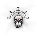skull with bullet hole and clock tattoo design idea