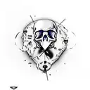 skull with bullet hole and clock tattoo design idea