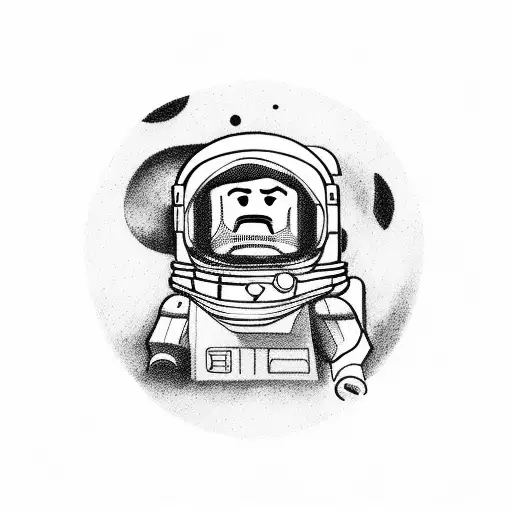 Lego space man on the moon tattoo design idea