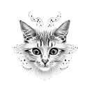 An intricate latte art design of a cat's face made with foamed milk tattoo design idea