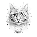 An intricate latte art design of a cat's face made with foamed milk tattoo design idea