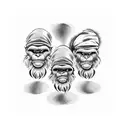 3 wise monkeys as 80's slashers tattoo design idea
