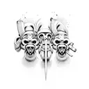 3 wise monkeys as 80's slashers tattoo design idea
