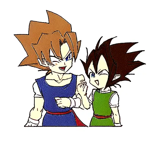 gohan ssj2, tanjiro, majin vegeta , deku tattoo design idea