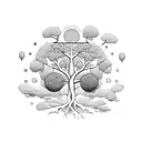 Tree of Life with words change is only constant , gratitude , service , acceptance and continous growth  tattoo design idea
