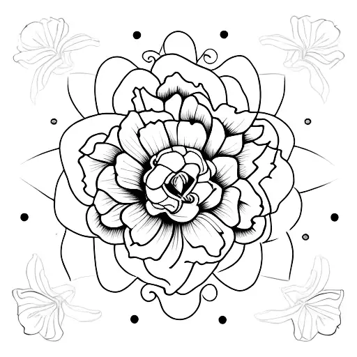 flor de maio e girassol com ramos de flores  tattoo design idea