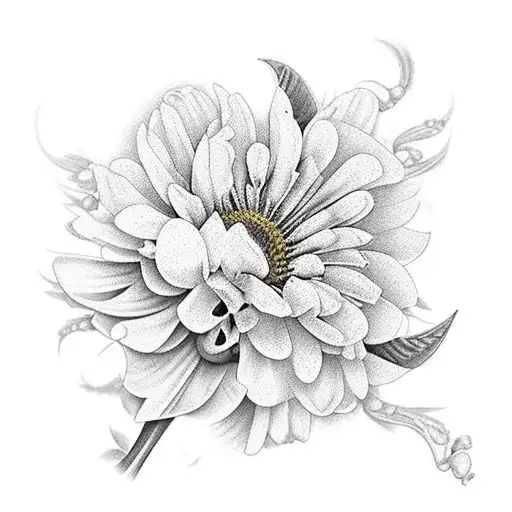 buquer com girassol ,lírios, peonias tattoo design idea