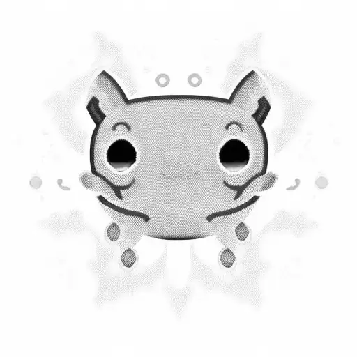 Bratz themed tamagotchi with a cybersigil design in the background. In the color pink and black tattoo design idea