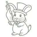 an illusionist bunny wearing a magician's hat and it has a magic stick on it's back  tattoo design idea