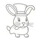 an illusionist bunny wearing a magician's hat and it has a magic stick on it's back  tattoo design idea