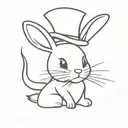 an illusionist bunny wearing a magician's hat and it has a magic stick on it's back  tattoo design idea