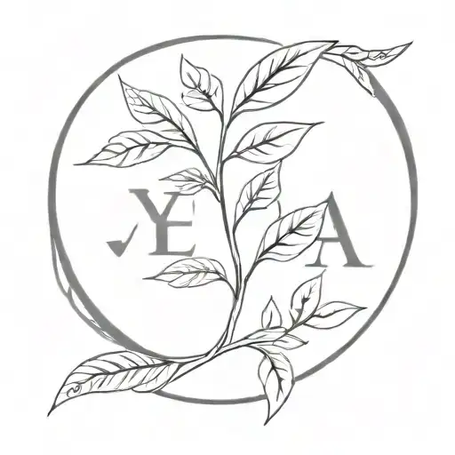 A minimalist tattoo of a sacred plant intertwined with the word 'yeshua' tattoo design idea