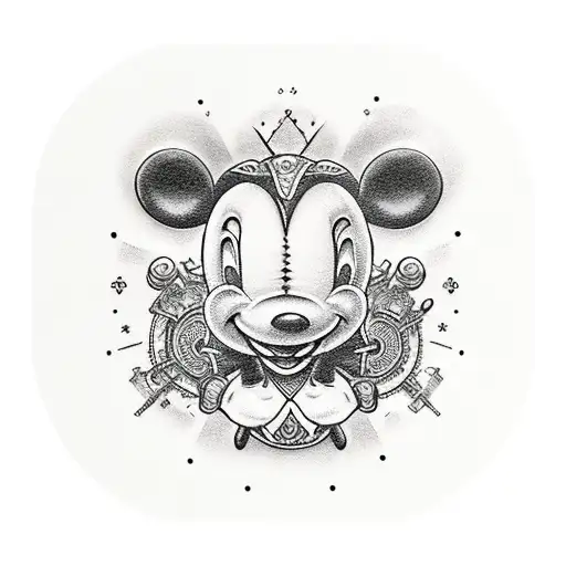 black lamb mickey mouse hat tattoo design idea