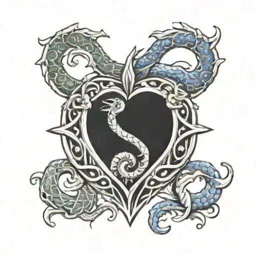 ouroboros in the shape of a heart shaped locket tattoo design idea