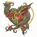 ouroboros in the shape of a heart stencil  tattoo design idea