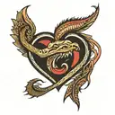 ouroboros in the shape of a heart stencil  tattoo design idea