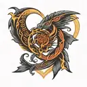 ouroboros in the shape of a heart stencil  tattoo design idea