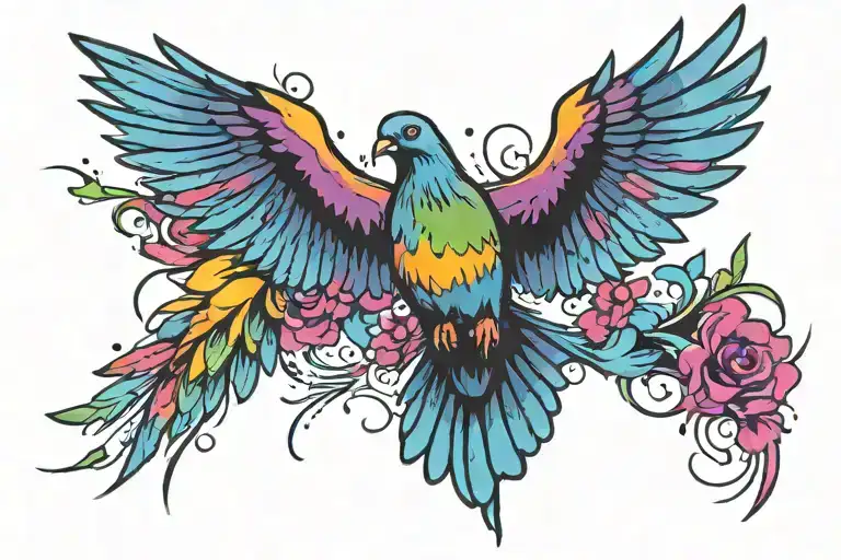 pigeon flying tattoo design idea