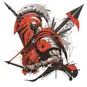 tribal spartan soldier + helmet + spear going tattoo design idea