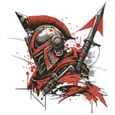 tribal spartan soldier + helmet + spear going tattoo design idea