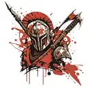 tribal spartan soldier + helmet + spear going tattoo design idea