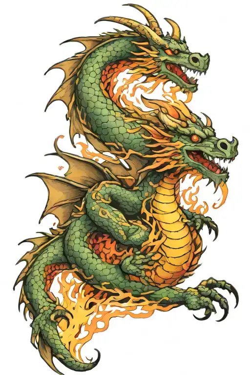 dragon breathing fire tattoo design idea