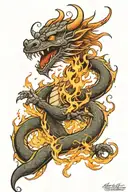 dragon breathing fire tattoo design idea