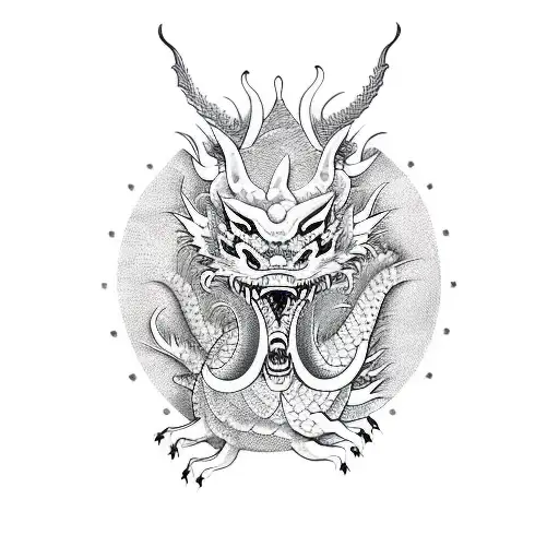 hannya and dragons tattoo design idea
