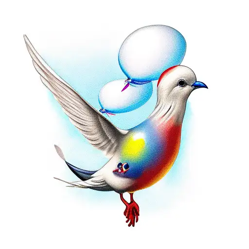 dove with a balloon in its beak tattoo design idea