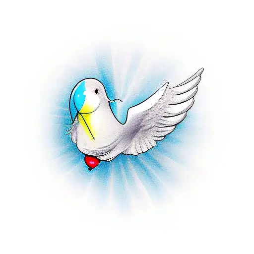 dove with a balloon in its beak tattoo design idea