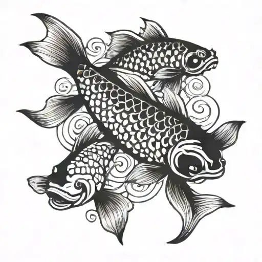 koi fish or salmon in a intricate or minimalist style tattoo design idea