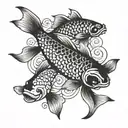 koi fish or salmon in a intricate or minimalist style tattoo design idea