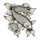 koi fish or salmon in a intricate or minimalist style tattoo design idea