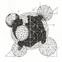 spherical shapes and mathematical illusions, with thin lines and no shading  tattoo design idea