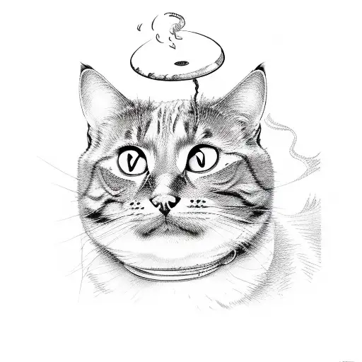 cat with smoke tattoo design idea