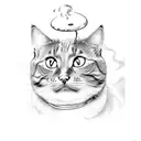 cat with smoke tattoo design idea