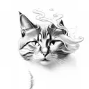 cat with smoke tattoo design idea