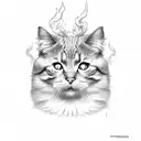 cat with smoke tattoo design idea