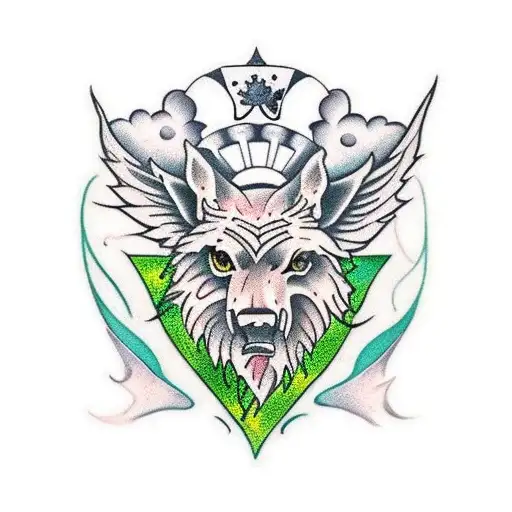 A creative and symbolic tattoo combining elements of nature and the Irish coat of arms for the last name Kelly, representing the client's love for both their heritage and the environment tattoo design idea