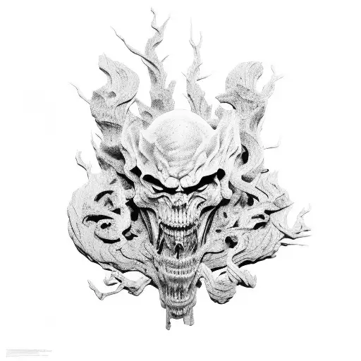 A black-grey tattoo of a wooden sculpture depicting the joy of destruction and building tattoo design idea