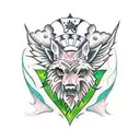 A creative and symbolic tattoo combining elements of nature and the Irish coat of arms for the last name Kelly, representing the client's love for both their heritage and the environment tattoo design idea