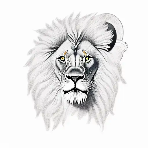 Lion's grin on the background of the savannah with a guardian angel at the bottom of the armpits tattoo design idea