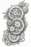 opened wound with cyberpunk gears inside tattoo design idea