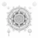 An intricate mandala design inspired by the endurance and determination of triathlon athletes, incorporating beach and mountain elements tattoo design idea